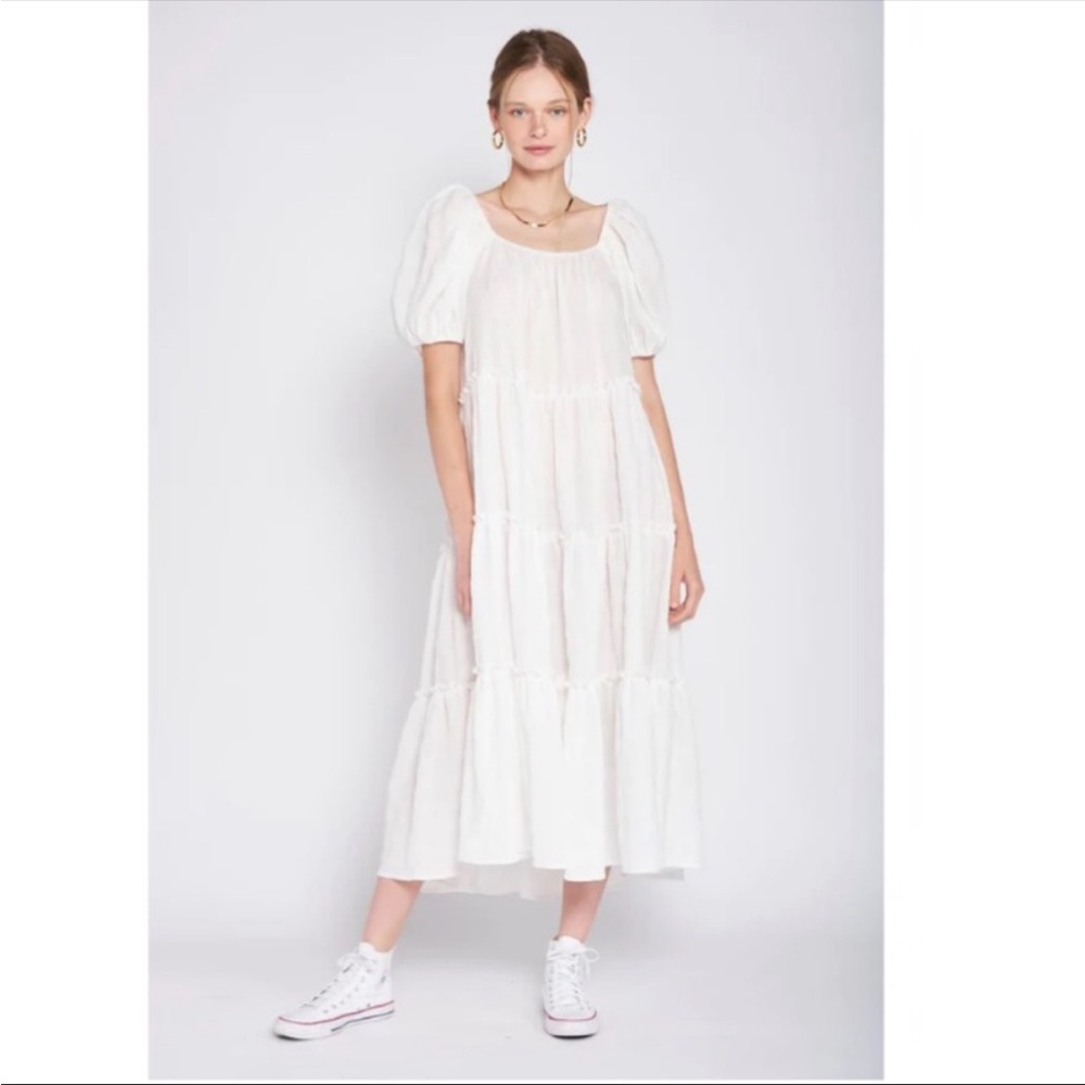 Emory Park NWT Ingrid BOHO white peasant Dress size M